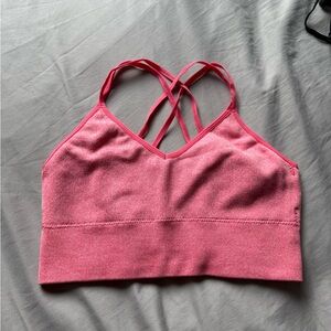 Coral Pink Strappy Sports Bra